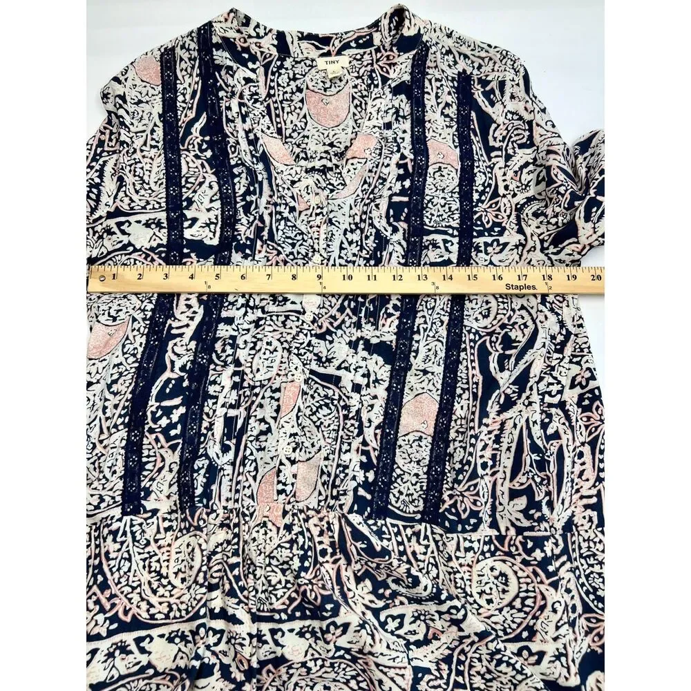Anthropologie Caviana Shirtdress by Tiny Paisley Print Midi Dress Sz L $148 Boho